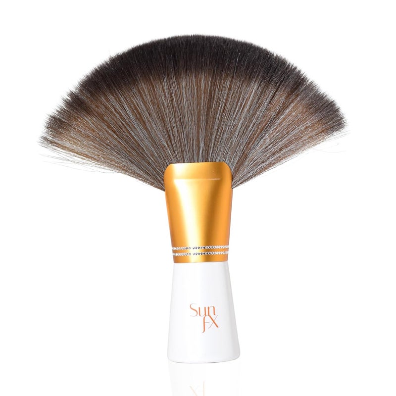sunfx Finishing Powder Brush | Large Professional Fan Brush for Salon Use | Perfect For Spray Tan Powder | White - Image 1